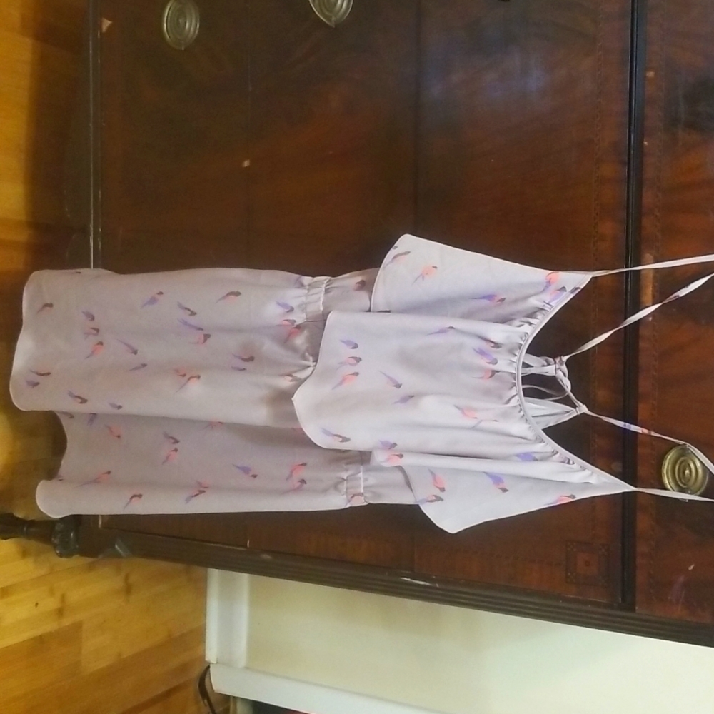 Juniors size large Anerican Eagle slip dress (bird pattern on a bluish grey) NEW
